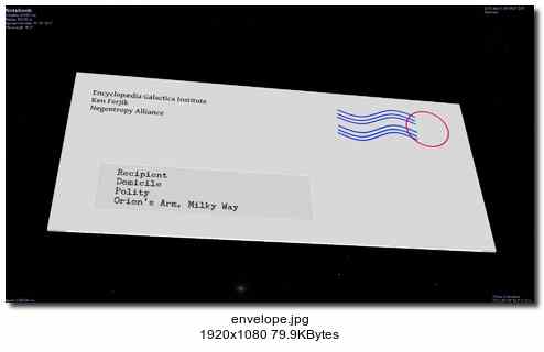 An envelope floating somewhere in space.