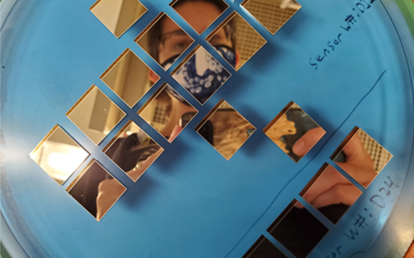 image of a person reflected in a detector