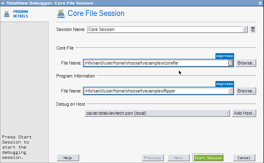 Loading Programs from the Sessions Manager