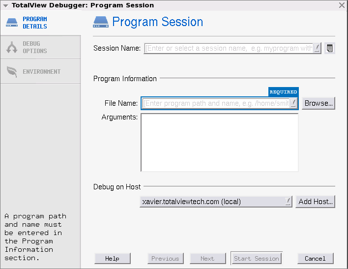Loading Programs from the Sessions Manager