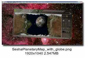 Sesha Planetary Map with rotating globe.