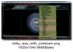 Milky Way with pull-down menu.