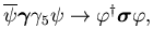 $ \overline{\psi}\mbox{\boldmath$\gamma$}\gamma_5\psi
\rightarrow\varphi^{\dag }\mbox{\boldmath$\sigma$}\varphi,$