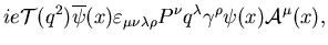 $\displaystyle i e{\cal T}(q^2)\overline{\psi}(x)\varepsilon_{\mu \nu \lambda
\rho} P^{\nu} q^{\lambda} \gamma^{\rho} \psi(x){\cal A}^\mu(x),$